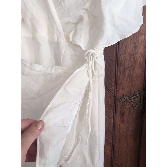 Lulu's Cute Confidence White Ruffled Faux-Wrap Mini Dress Size XL NWT - Picture 6 of 16